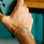 oval shape men bracelet in silver