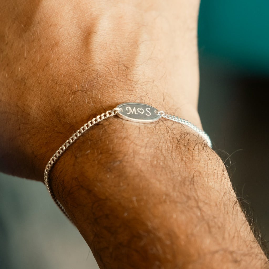 Silver Men Bracelet with names or initials