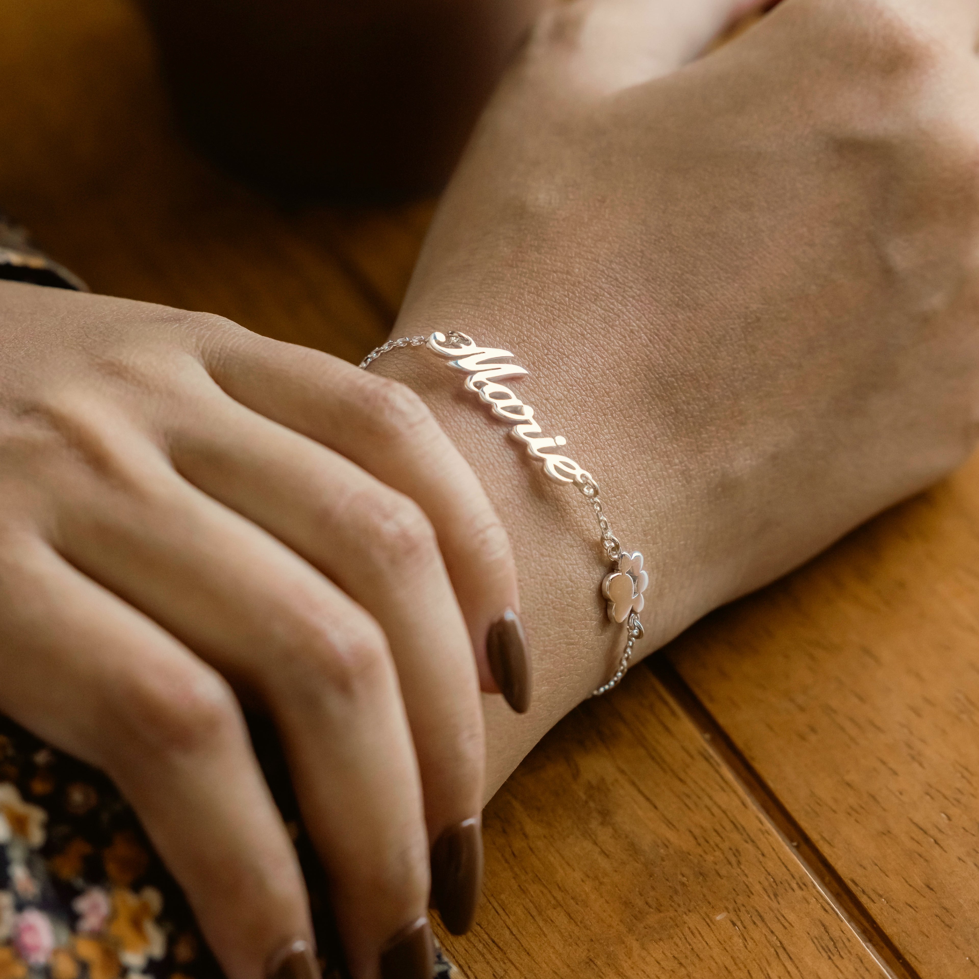 Name Bracelet with Paw shape charm