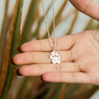 Paw shape necklace in Silver With pets name 