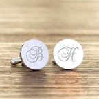Round Shape Cufflinks with initials in cursive fonts