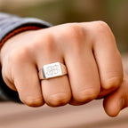 Square shape signet ring with Letters AND logo engraved for men in Dubai Sharjah UAE