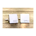 Square shape silver Cufflinks with initials and Logo symbol in Dubai