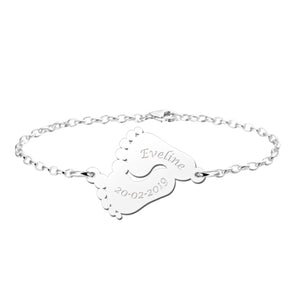 Personalized Baby Feet Bracelet with Engraving