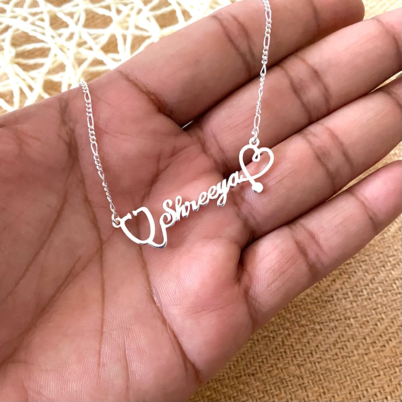 Name necklace with stethoscope design