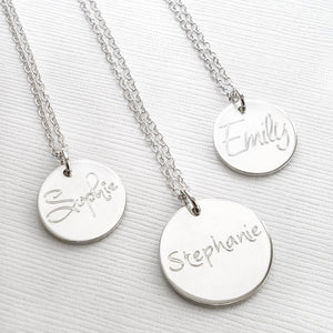 Round Disc Necklace with Engraving