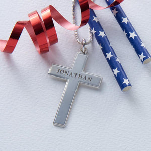 Personlized Men's Cross Necklace with Engraving