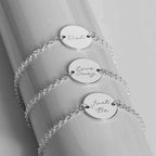 silver Round Disc Bracelet with Engraving