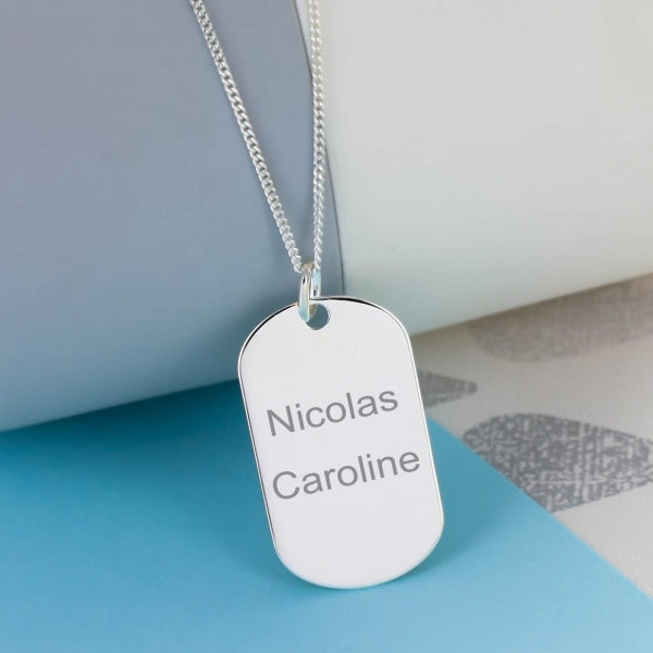 Men Tag Necklace with Engraving
