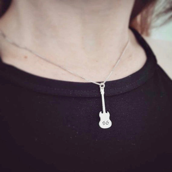 Personalized Guitar Necklace with Name Engraving