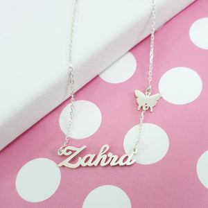 Customized name necklace with butterfly in Dubai abudhabi