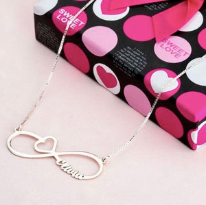 customised Infinity Name Necklace with Heart