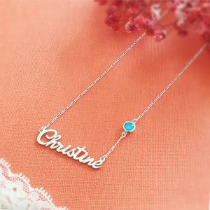 Name necklace with color stone