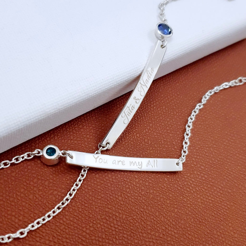Customised Bar Bracelet with color stone 