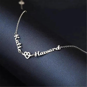 Personalized Necklace with 2 Names & Heart Design