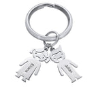 Personalized Engravable Family Key Ring with 2 Charms-