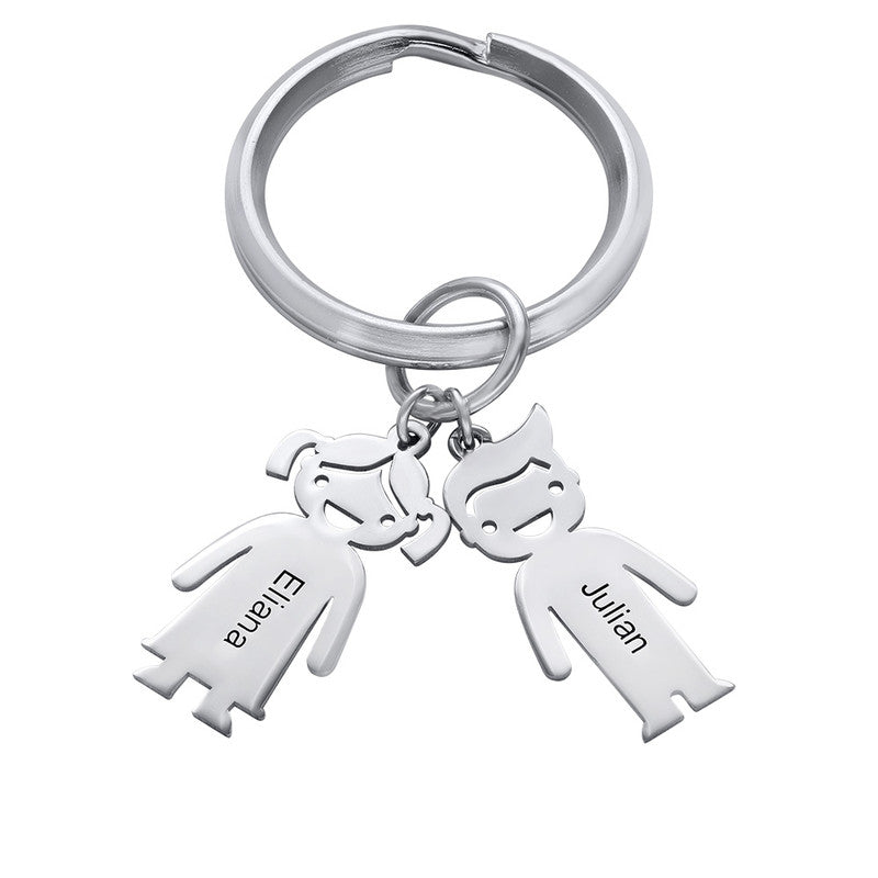 Personalized Engravable Family Key Ring with 2 Charms-