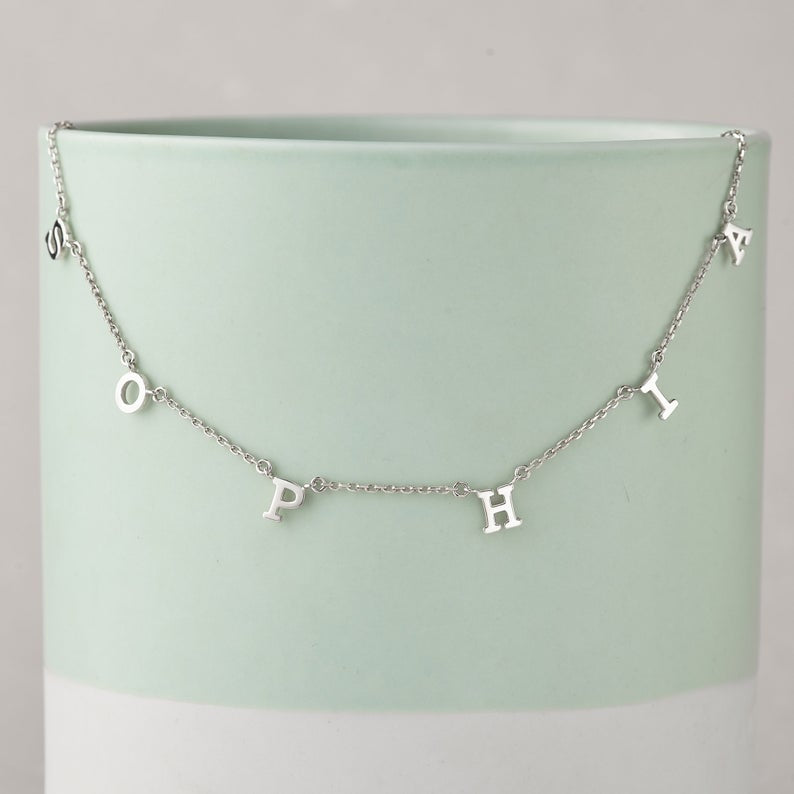 silver Name Necklace in Charm Style