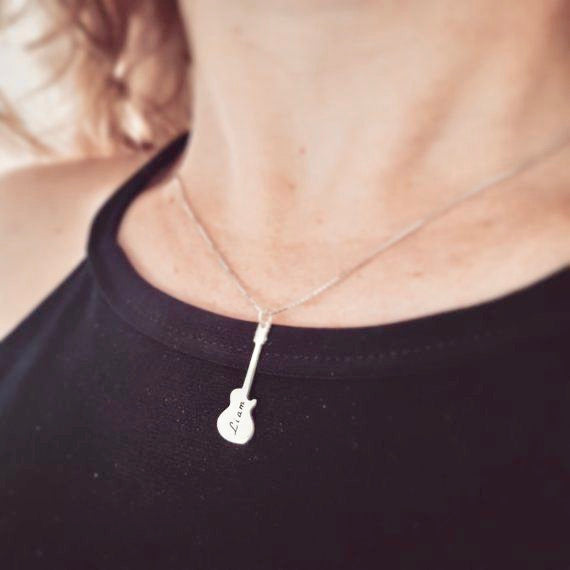 Guitar Necklace with Name Engraving