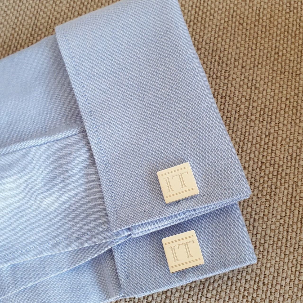 Square cufflinks with initials silver in dubai
