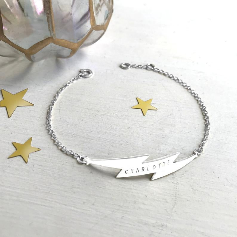 customised Lighting Bolt Bracelet with Name