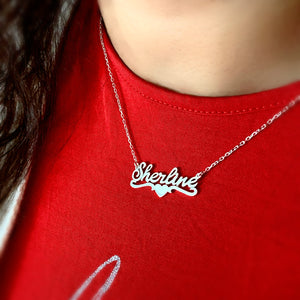 Customised Name Necklace with Heart - Necklaces by Samaa