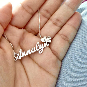 customisedName Necklace with 3 Small Hearts
