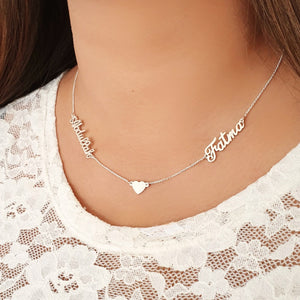Amazing gift for Wife Personalized Necklace with Heart & 2 Names in Dubai Abudhabi Sharjah