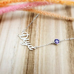 Name necklace with purple color stone in UAE
