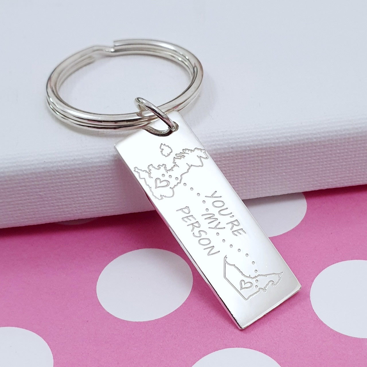 Customized Key Ring with Uae and uk maps and names