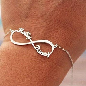 silver Customized Infinity Bracelet with couple’s Names 