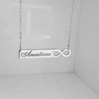 Customized Bar Necklace with Infinity & Name Engraving