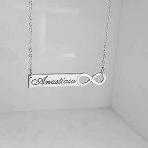Customized Bar Necklace with Infinity & Name Engraving