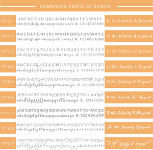 Fonts selection chart for engraving 