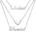 Personalized Layered Necklace with 2 Names & Heart