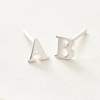 silver Alphabet Stud Earrings