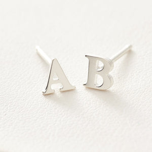 silver Alphabet Stud Earrings