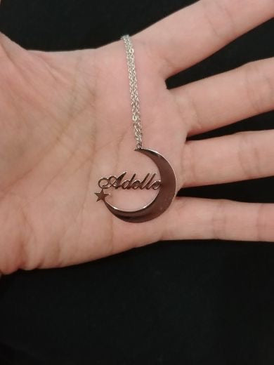 Name Necklace with Moon & Star-