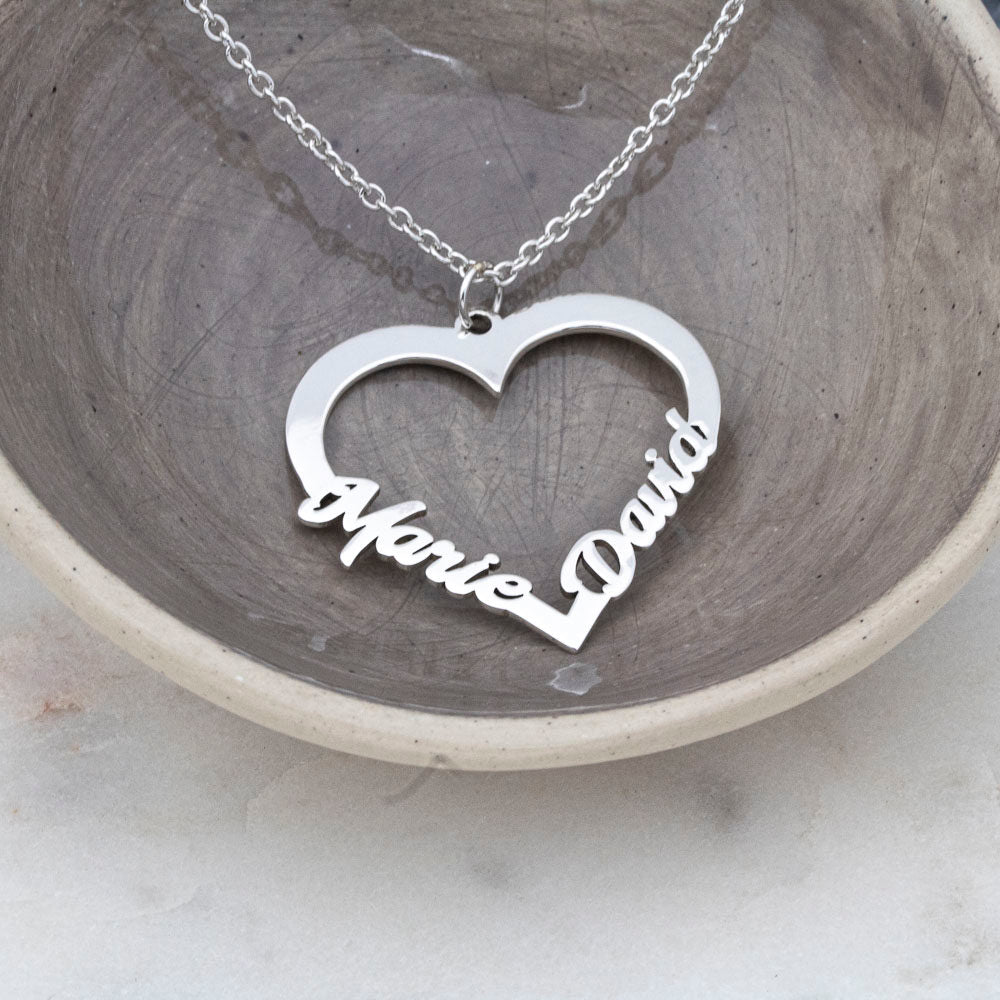 Personalized Heart Necklace with 2 Names