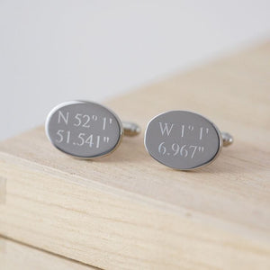 customised oval Shaped Cufflinks with date and initial Engraving