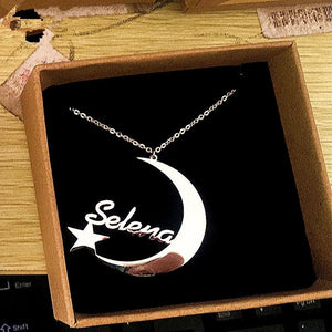 Personalized Name Necklace with Moon & Star