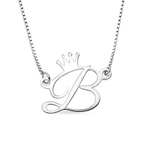 Personalized Initial Necklace With Crown