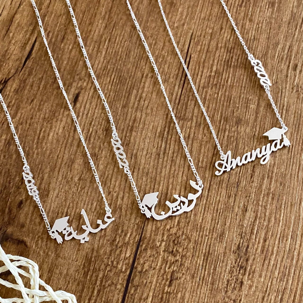Silver graduation necklace for women