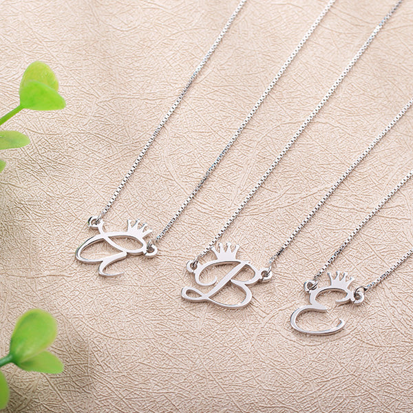 customised Initial Necklace With Crown
