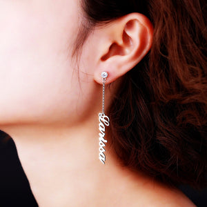 Personalized Dangling Name Earrings with Crystal Studs