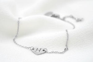  Heart Anklet with Initial Engraved