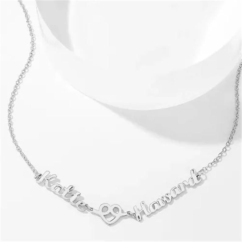 Necklace with 2 Names & Heart Design
