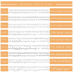 Fonts selection chart for engraving 
