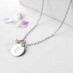  Round Disc Necklace with pearl