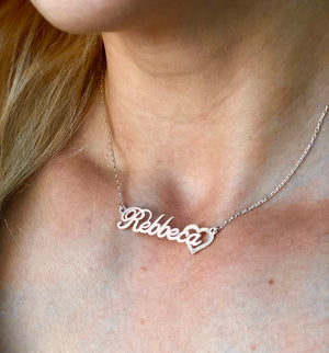 custom made Name Necklace With Diamond Textured Heart